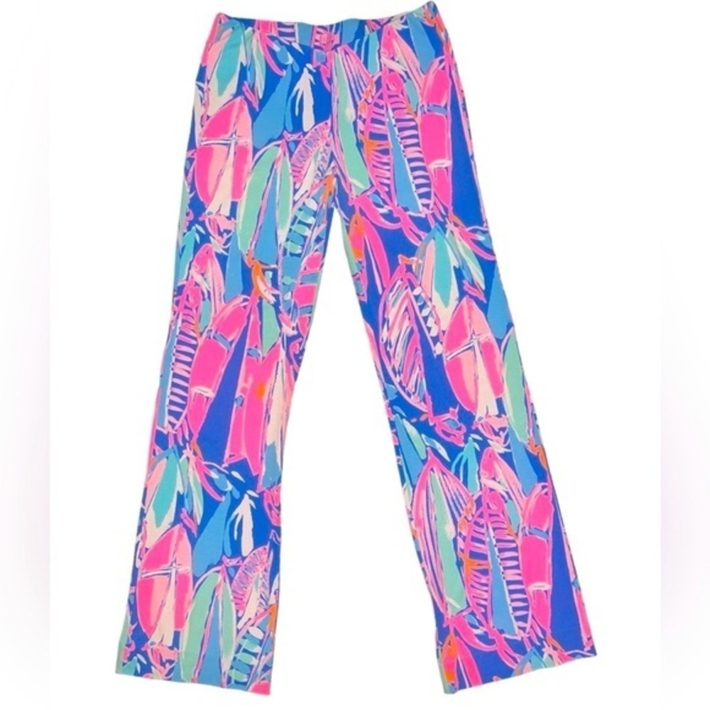 Lilly Pulitzer Georgia May Pull-On Wide-Leg Pant Out to Sea Sailboat Print Small